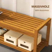 Outsunny Tuinbank voor 2 personen, met opbergplank, van acaciahout, latten zitting, 118 x 40,5 x 46 cm, teak(m-5)