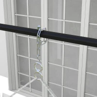 Stojak na fotel wiszący Outsunny - Regulowany stojak na fotel wiszący z 3 hakami, maksymalne obciążenie 250 kg, metalowy, do użytku wewnątrz i na zewnątrz, kolor czarny(m-8)