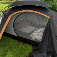 Outsunny Aluminium Frame Camping Tent Dome Tent with Removable Rainfly, 2000mm Waterproof, for 1-2 Man, Grey(m-9)