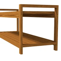 Outsunny Tuinbank voor 2 personen, met opbergplank, van acaciahout, latten zitting, 118 x 40,5 x 46 cm, teak(m-8)