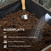 Outsunny Wysoka grządka, 3 skrzynki na kwiaty, odporna na warunki atmosferyczne, otwory odpływowe, wyściółka wewnętrzna, rama z naturalnego drewna, 108 x 80 x 140 cm(m-5)