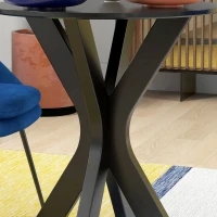 HOMCOM Ronde Eettafel Keukentafel, Modern Ontwerp, 78 cm x 78 cm x 75 cm, Zwart(m-8)