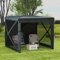Outsunny Pawilon składany ok 2,5 x 2 m z bocznymi ściankami, pawilon pop-up z ochroną UV, kieszenią boczną, namiot ogrodowy, namiot imprezowy na balkon, taras, Oxford Czarny(m-2)