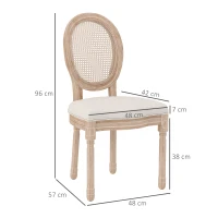HOMCOM 2-delige set eetkamerstoelen keukenstoelen, vintage design, Weense vlechtwerk-look, natuur + crème(m-3)
