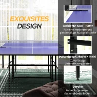 SPORTNOW Stół do tenisa stołowego, składany, przenośny, 2 rakiety, 3 piłki, rama metalowa, 274x152,5x76 cm, Niebieski(m-7)