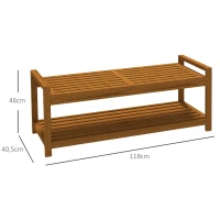 Outsunny Tuinbank voor 2 personen, met opbergplank, van acaciahout, latten zitting, 118 x 40,5 x 46 cm, teak(m-3)