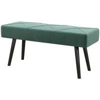 HOMCOM Ławka tapicerowana łóżkowa, ławka do przedpokoju z wzorem X, w wykończeniu z weluru, wytrzymała do 120 kg, do sypialni, 100 x 36 x 45 cm, zielona(m-1)
