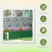 Outsunny Stalowa donica ogrodowa z 3 osobnymi obszarami do uprawy, otwarty dół, prosty montaż, 183 x 47 x 40cm, Zielony(m-6)