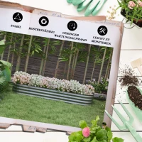 Outsunny Hochbeet Skrzynka Warzywna, modularne wysokie łóżko, chronione brzegi, design bez dna, 150 x 62 x 30 cm, Srebrne(m-7)