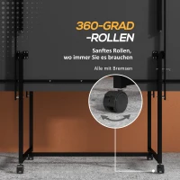 SPORTNOW Stół do tenisa stołowego, składany, przenośny, 2 rakiety, 3 piłki, rama metalowa, 274x152,5x76 cm, Niebieski(m-6)