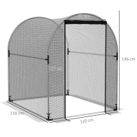 Outsunny Plantenbeschermingsnet, Vogelbescherming, met Deur en Stabiel Stalen Frame, 1,2x1,5x1,5m, Zwart/Zilver(m-3)