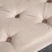 HOMCOM Pufa tapicerowana Vintage, ławka do sypialni z guzikami, wykończenie lniane, wytrzymała do 120 kg, 80x40x43cm, beżowa(m-9)