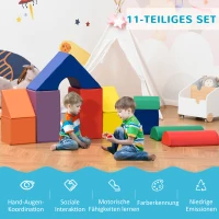 HOMCOM Große Spielklötze für Kinder, 11-teiliges Set, für Kinder 1-3 Jahre, Schaumstoff, Bunt(m-4)