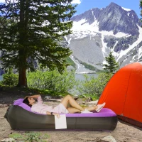 Outsunny Fotel Dmuchany, wodoszczelny, do 200 kg nośności, 195x83x52cm, Fioletowy(m-2)