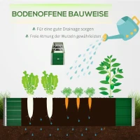 Outsunny Stalowa donica ogrodowa z 3 osobnymi obszarami do uprawy, otwarty dół, prosty montaż, 183 x 47 x 40cm, Zielony(m-5)