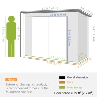 Outsunny 3.7 x 7.9ft Galvanised Steel Shed, with Latched Door and Padlock - Green(m-3)