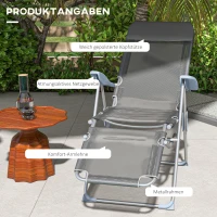 Outsunny Składany Fotel Ogrodowy, Odporny na Warunki Pogodowe, 63 cm x 81 cm x 108 cm, Szary + Srebrny(m-5)