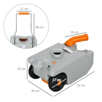 Outsunny Zbiornik na Szarą Wodę, 22 L, na kołach, bez rozprysków, HDPE, 33 x 26 x 53 cm, Szary(m-3)
