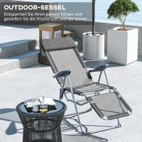 Outsunny Składany Fotel Ogrodowy, Odporny na Warunki Pogodowe, 63 cm x 81 cm x 108 cm, Szary + Srebrny(m-4)