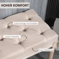 HOMCOM Pufa tapicerowana Vintage, łóżkowa ławka sypialniana z guzikami, wykończenie lniane, wytrzymała do 120 kg, 117x40x48cm, beżowa(m-4)