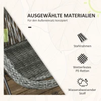 Outsunny Tuinmeubelset, 3-delig, rotanlook, 2 stoelen, 1 tafel, inklapbaar, Grijs(m-4)