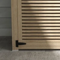 Outsunny Armário de Jardim de Madeira 0,83 m² 127x65x168 cm com 2 Portas de Persiana 2 Prateleiras 2 Alças e Telhado Impermeável Natural(m-9)