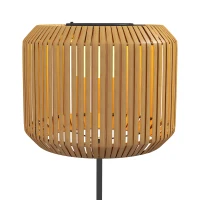 Outsunny Rieten Buitenlamp, Zonne Tuinlamp, Automatische Aan/Uit, LED, Weerbestendig, Metalen Frame, Ø34 x 130cm, Zwart/Geel(m-8)