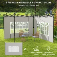 Outsunny Conjunto de 2 Paredes Laterais para Tendas de 3x3m e 3x6m Paredes Laterais com Janelas Transparentes 293x193cm Branco(m-4)