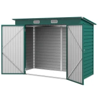 Outsunny 3.7 x 7.9ft Galvanised Steel Shed, with Latched Door and Padlock - Green(m-1)