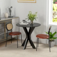 HOMCOM Ronde Eettafel Keukentafel, Modern Ontwerp, 78 cm x 78 cm x 75 cm, Zwart(m-2)