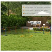 PawHut Honden-Agility-Set Hondenparcours, 1 Ring, 1 Horden, 1 Slalom-Set, 352 cm x 66 cm x 69 cm, Blauw + Rood(m-6)
