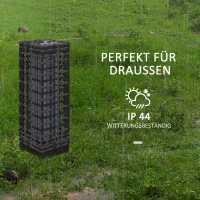 Outsunny Lampa solarna rattanowa, wodoodporna lampa ogrodowa z czujnikiem światła, automatyczna lampa LED, oświetlenie zewnętrzne na balkon, stal, szary, 15,5 x 15,5 x 46 cm(m-7)