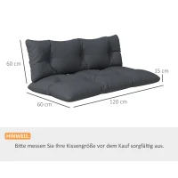 Outsunny 2-delige set tuinkussen voor tuinmeubels, weerbestendig, met knoopsluiting, 120 x 60 x 15 cm, grijs(m-3)