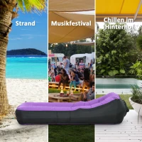 Outsunny Fotel Dmuchany, wodoszczelny, do 200 kg nośności, 195x83x52cm, Fioletowy(m-7)