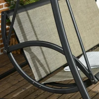 Outsunny Huśtawka ogrodowa 3-osobowa z regulowanym daszkiem przeciwsłonecznym, ochrona UV, ławka huśtawki do 330 kg, tkanina tekstylna, do ogrodu, tarasu, kolor czarny(m-8)