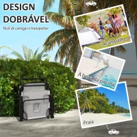 Outsunny Espreguiçadeira Dobrável de Jardim com Encosto Ajustável em 4 Níveis Orifício de Leitura e Almofada 194x72x31 cm Creme(m-5)