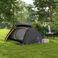 Outsunny Aluminium Frame Camping Tent Dome Tent with Removable Rainfly, 2000mm Waterproof, for 1-2 Man, Grey(m-2)