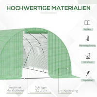 Outsunny Szklarnia foliowa, beżowa, 8 okien z siatką przeciwko owadom, solidna folia, stelaż stalowy, 6 x 3 x 2 m, Zielony(m-4)