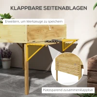 Outsunny Houten verhoogde plantenbak met 12 scheidingsroosters, inklapbare zijplanken, weerbestendig, sparrenhout, 122 x 91,5 x 89 cm(m-5)