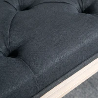 HOMCOM Tapicerowana ławka w stylu vintage, ławka do sypialni z guzikami, wykończona w lnianej fakturze, wytrzymała do 120 kg, 80x40x43cm, kolor ciemnoszary(m-9)