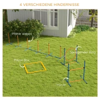 PawHut Honden-Agility-Set Hondenparcours, 1 Ring, 1 Horden, 1 Slalom-Set, 352 cm x 66 cm x 69 cm, Blauw + Rood(m-5)