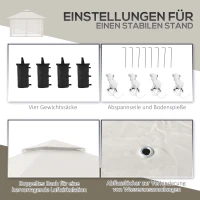 Outsunny Składany pawilon, regulowana wysokość, 4 ściany siatkowe, dach wentylacyjny, torba transportowa, szybki montaż, 4 x 4 x 3 m, Kremowy(m-7)