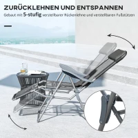 Outsunny Składany Fotel Ogrodowy, Odporny na Warunki Pogodowe, 63 cm x 81 cm x 108 cm, Szary + Srebrny(m-7)