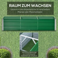 Outsunny Stalowa donica ogrodowa z 3 osobnymi obszarami do uprawy, otwarty dół, prosty montaż, 183 x 47 x 40cm, Zielony(m-4)