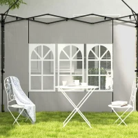 Outsunny Conjunto de 2 Paredes Laterais para Tendas de 3x3m e 3x6m Paredes Laterais com Janelas Transparentes 293x193cm Branco(m-7)