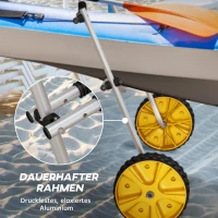 SPORTNOW Regulowany wózek kajakowy, przyczepka do łodzi i deski surfingowej z paskiem mocującym do kajaka, deski surfingowej, paddleboardu, aluminium, żółty(m-7)