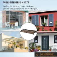 Outsunny Daszek Ochronny. 75 x 195 x 23 cm, Odporne na UV, Odporne na Wodę, Brąz(m-6)