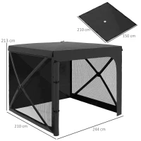 Outsunny Pawilon składany ok 2,5 x 2 m z bocznymi ściankami, pawilon pop-up z ochroną UV, kieszenią boczną, namiot ogrodowy, namiot imprezowy na balkon, taras, Oxford Czarny(m-3)