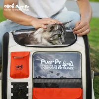 Purrpy Zaino Portatile per Gatti di Grande Capacità, Zaino per Gatti a Capsula Spaziale con Doppia Spallaccia, Verde(m-4)