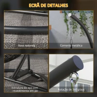 Outsunny Suporte para Cadeira Suspensa com Base Redonda Estrutura Metálica para Exterior Capacidade 150 kg Ø102x195 cm Preto(m-7)